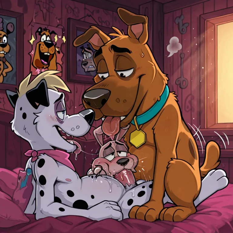 Courage the Cowardly Dog in Passionate Embrace Male