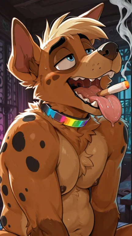 Anthro Fox Courage Smoking Marijuana