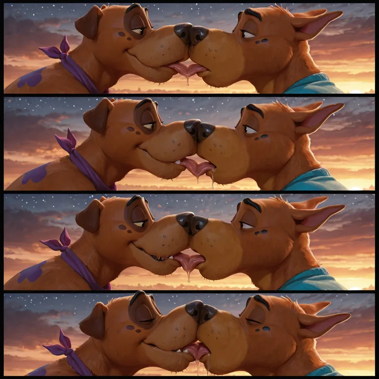 Scooby Doo and Courage the Cowardly Dog Kissing