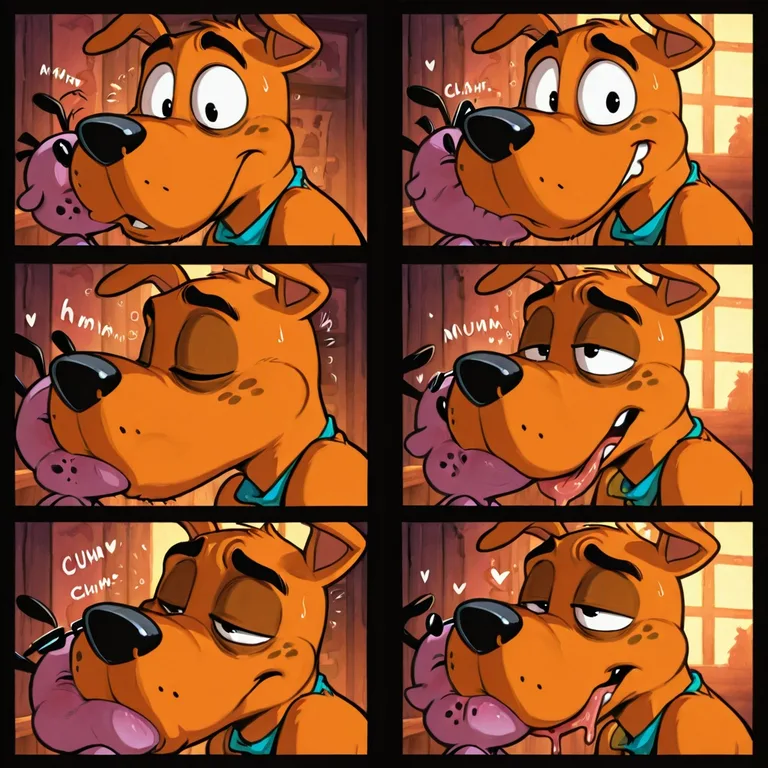 Scooby Doo and Courage Kissing Viewer