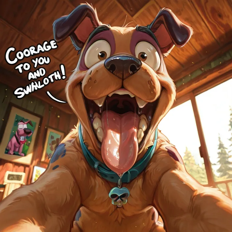 male, courage the cowardly dog, gay, stoner,  mouth open wid