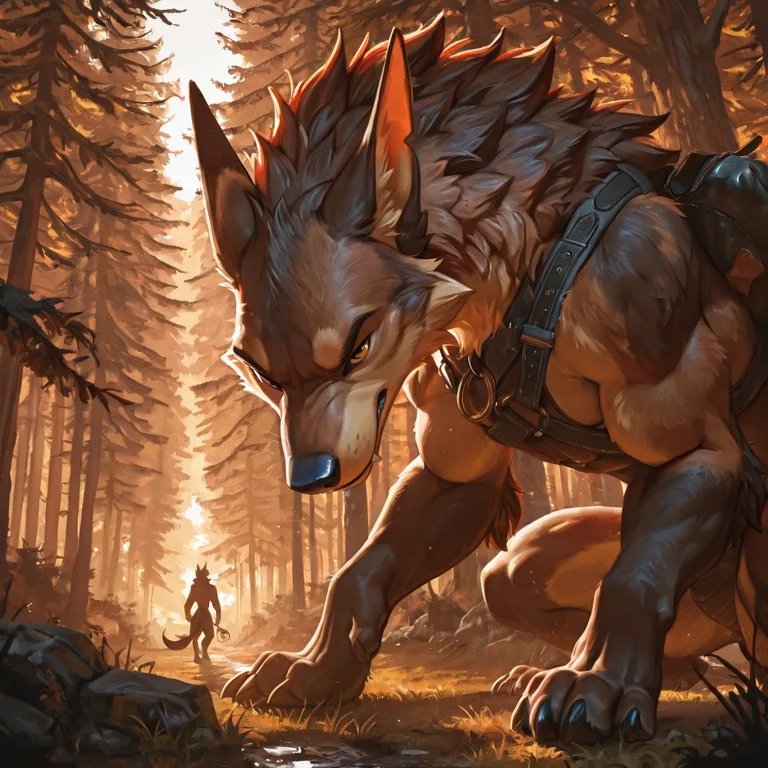 Feral Wolf and Anthro Dragon Encounter