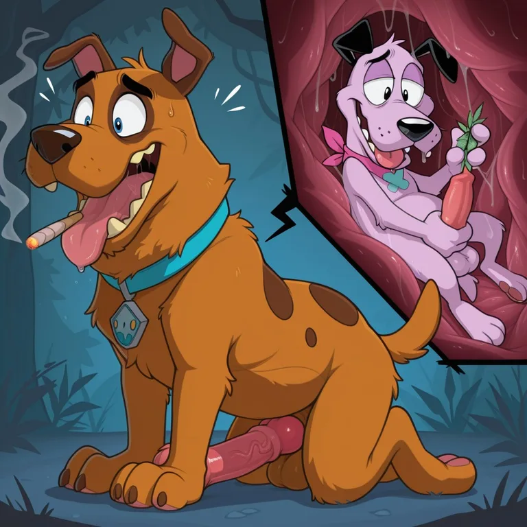 Courage the Cowardly Dog Stoner Scene Beats To Music Swallowing Swallowed Tease