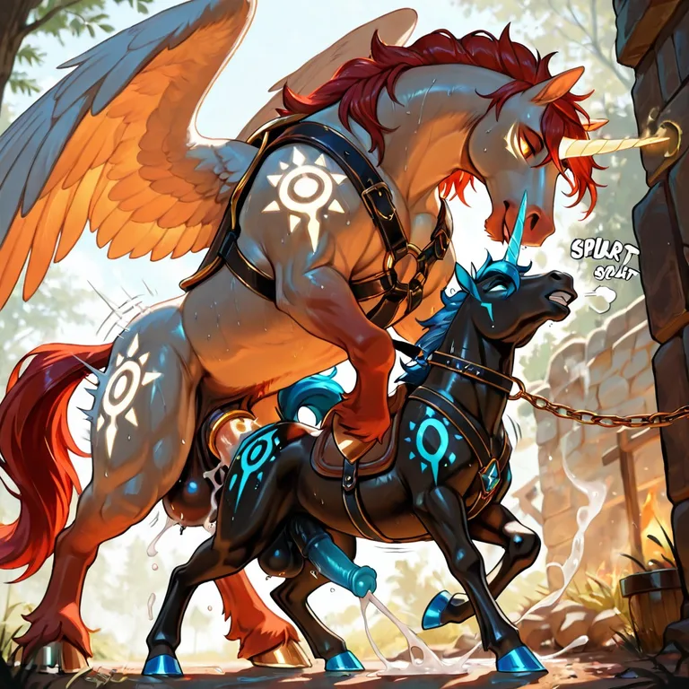 Unicorn Duo in Magical Forest Encounter