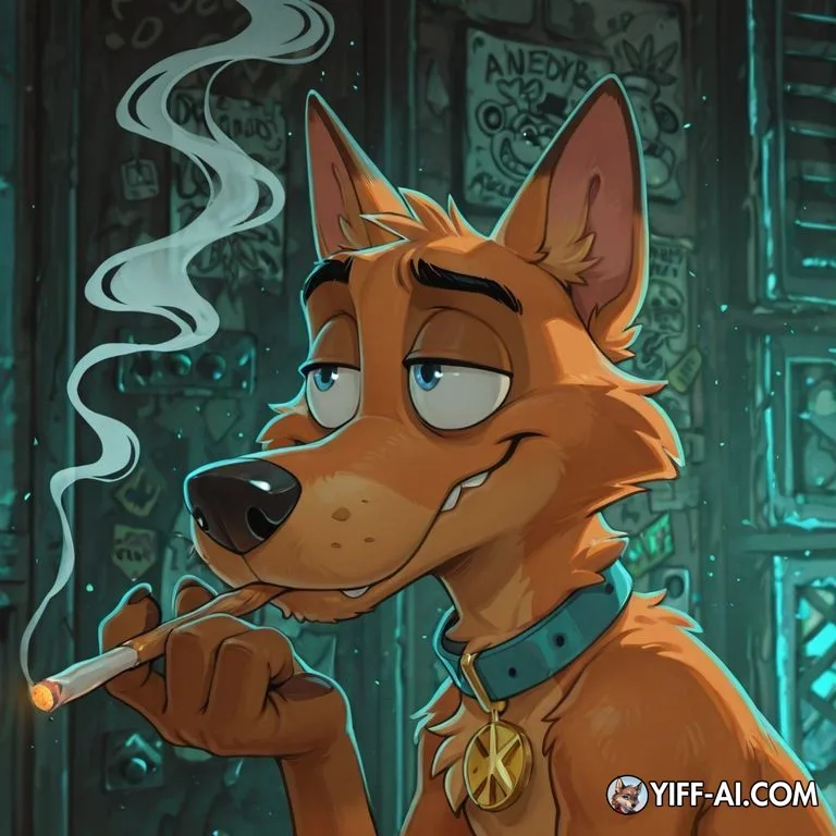 Anthro Courage the Cowardly Dog Smoking Joint