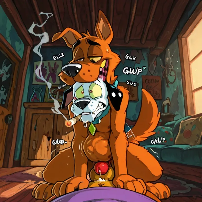 Courage the Cowardly Dog in Surreal Scene