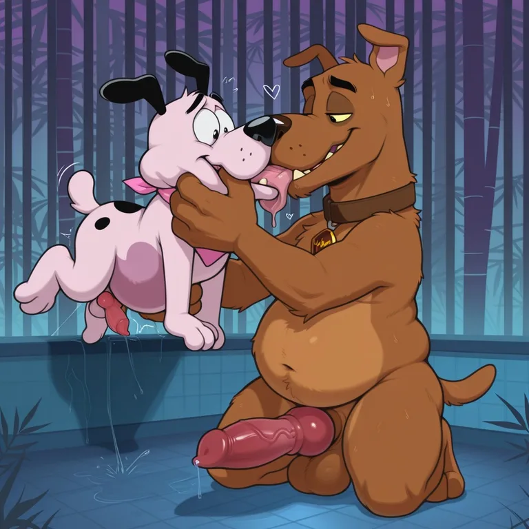 Two Anthropomorphic Characters in a Romantic Embrace
