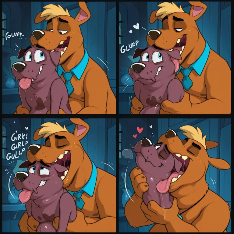 Two Canine Friends Sharing a Rainbow Collar Hug