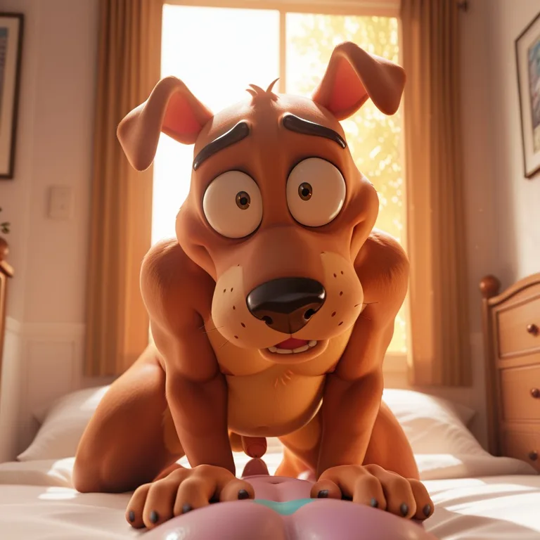 Courage the Cowardly Dog Poses in a 3D Scene