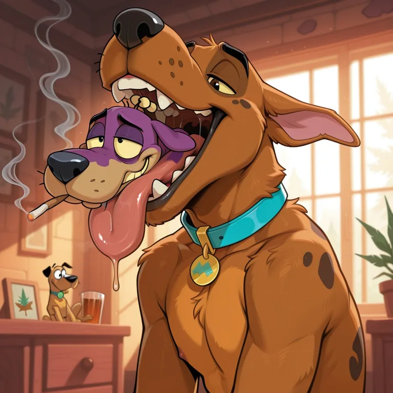 Scooby And Courage Share A Quiet Smoke