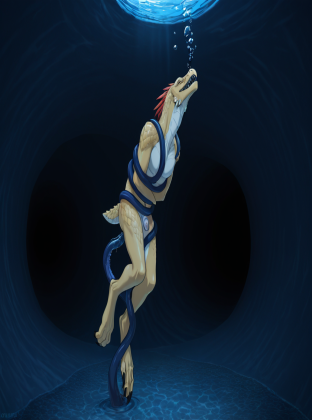 Alien Creature in Underwater Tunnel