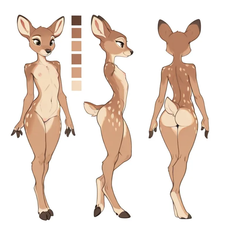 Slender Anthro Deer Reference Sheet