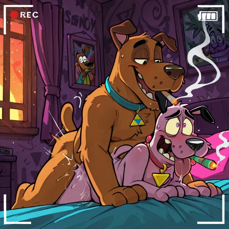 Gay Canine Duo's Stoned Romance