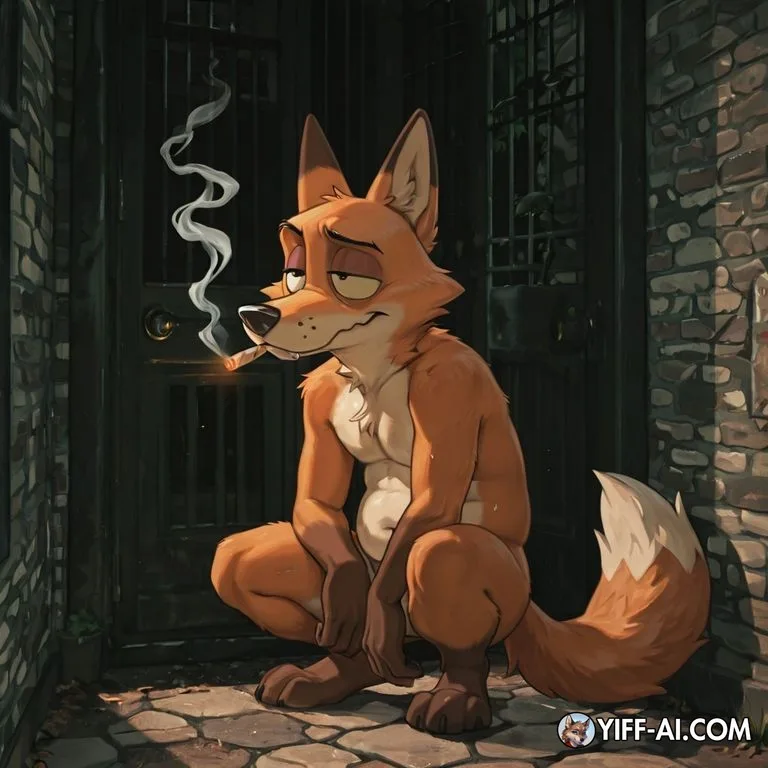 Courage the Cowardly Dog: Nude Anthro Fox Smoking Marijuana