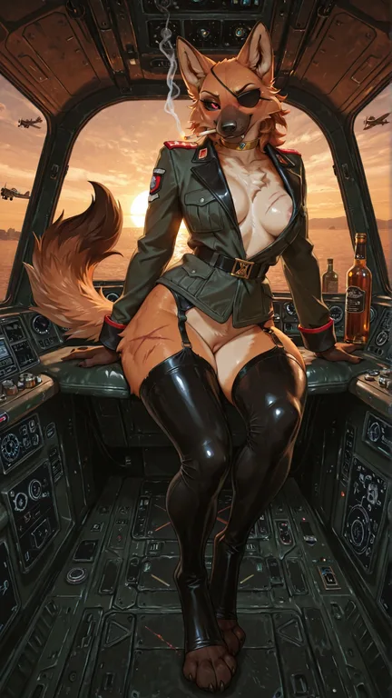 Maned Wolf Pilot in WWII Cockpit