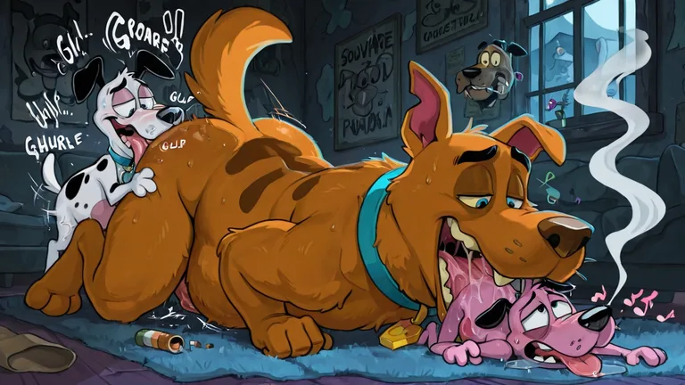 Courage the Cowardly Dog in Steamy Group Scene