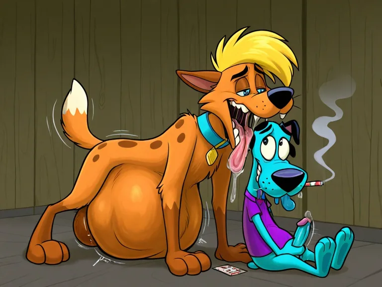Courage the Cowardly Fox in Gritty Gay Vore Scene