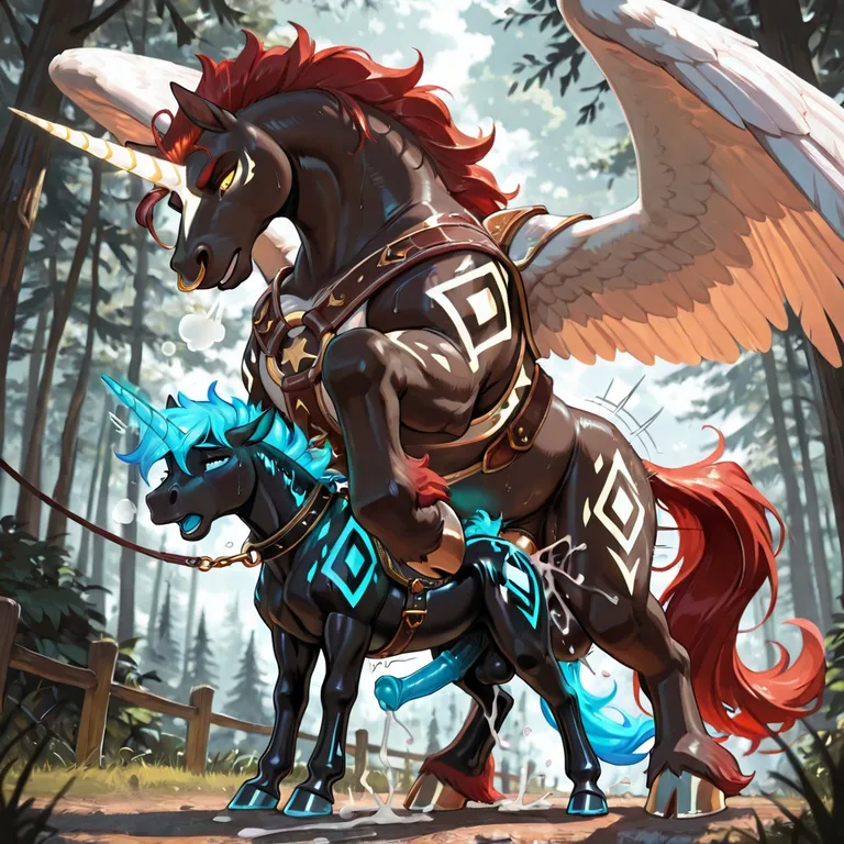 Unicorn Duo in Magical Forest Encounter