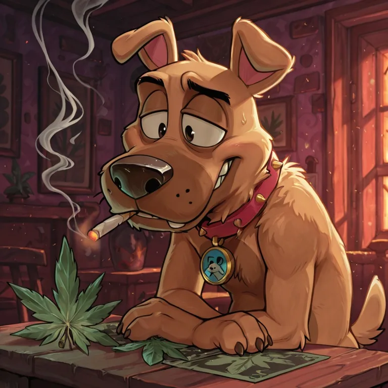 Anthro Courage the Cowardly Dog Smoking Joint