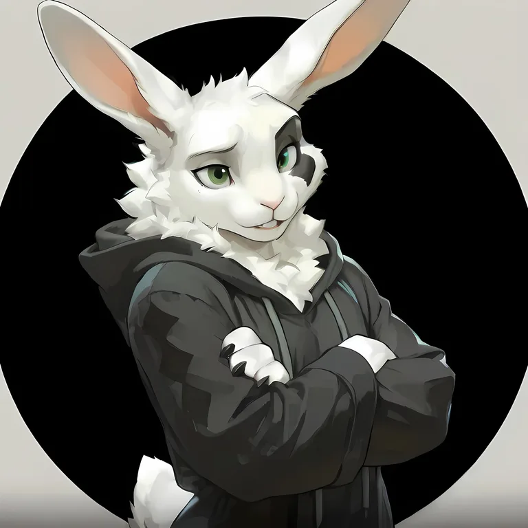 White Rabbit in Black Robes Smiles Warmly