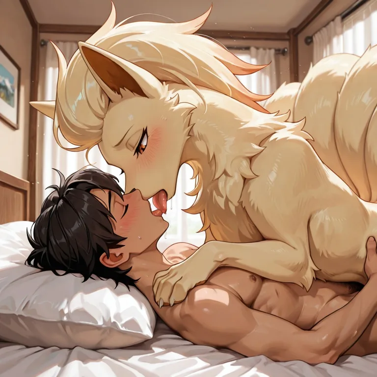 Two Foxes in a Moonlit Bedroom