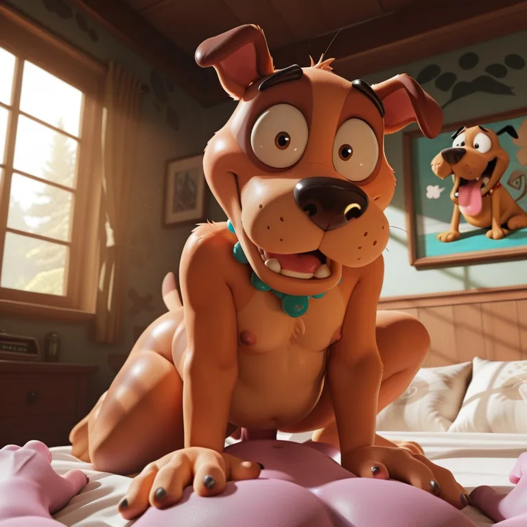 Courage The Cowardly Dog Anthro Stands In Sunlight