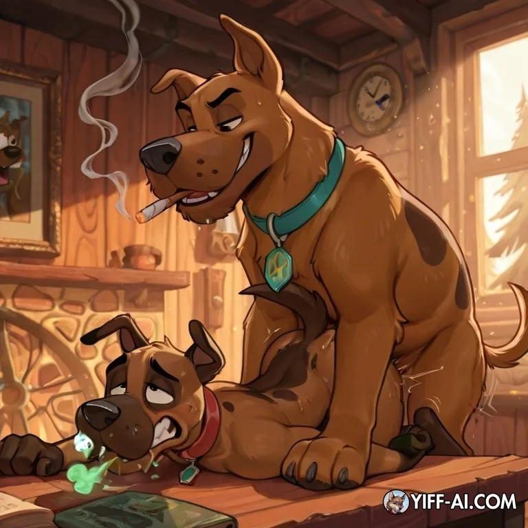 Anthro Dogs Smoking Marijuana Together