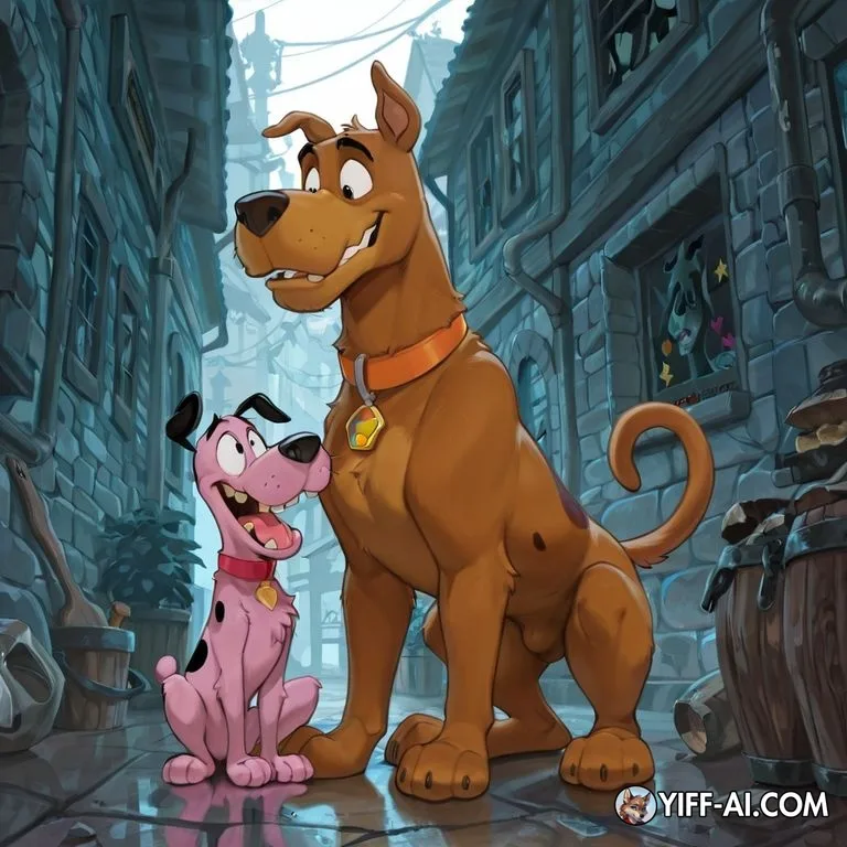 Courageous Canine Duo in Spooky Adventure
