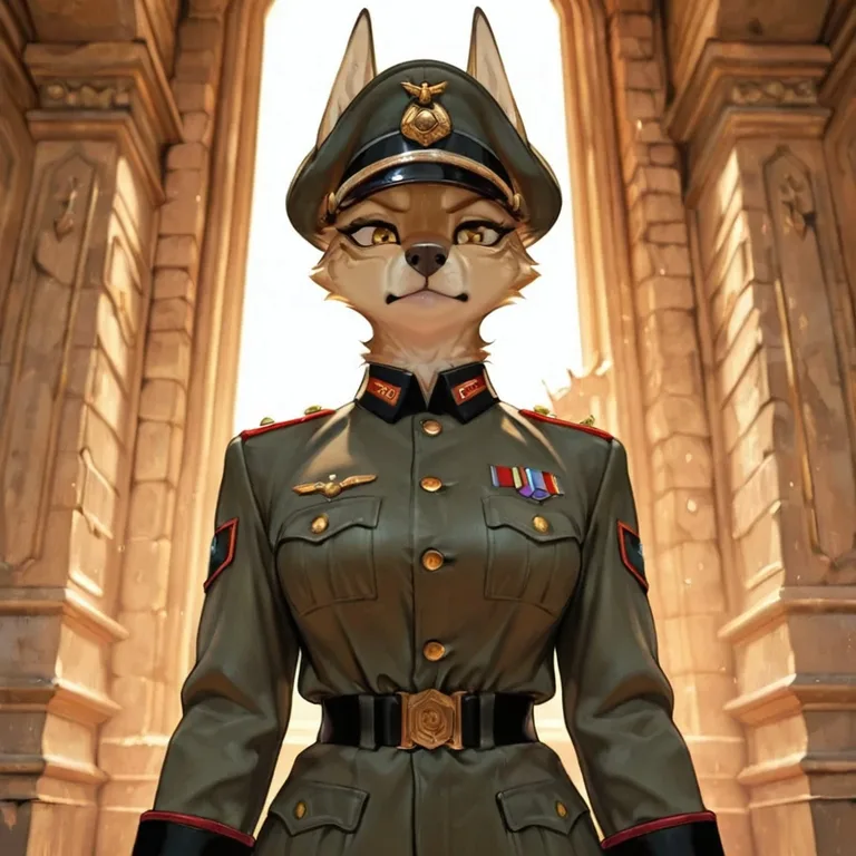 Golden Jackal Soldier in Military Cap