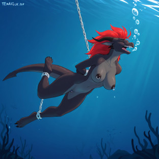 Dragon Woman in Underwater Chains