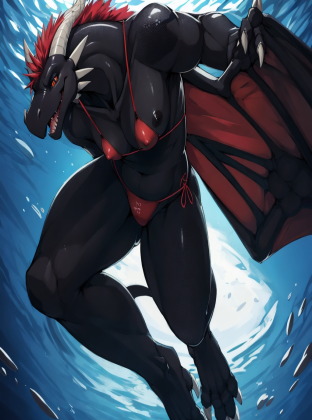 Mysterious Black Dragon Underwater