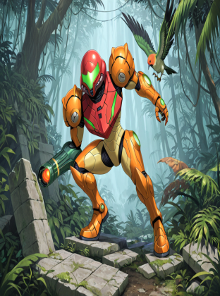 Avian Warrior in Rainy Ruins