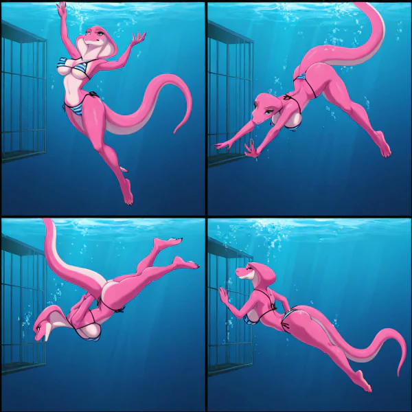 Pink Cobra Stripping Underwater