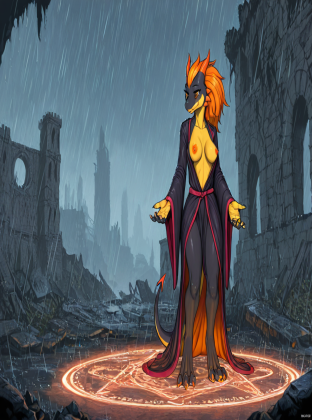 Mystical Dragon in Ruined Castle