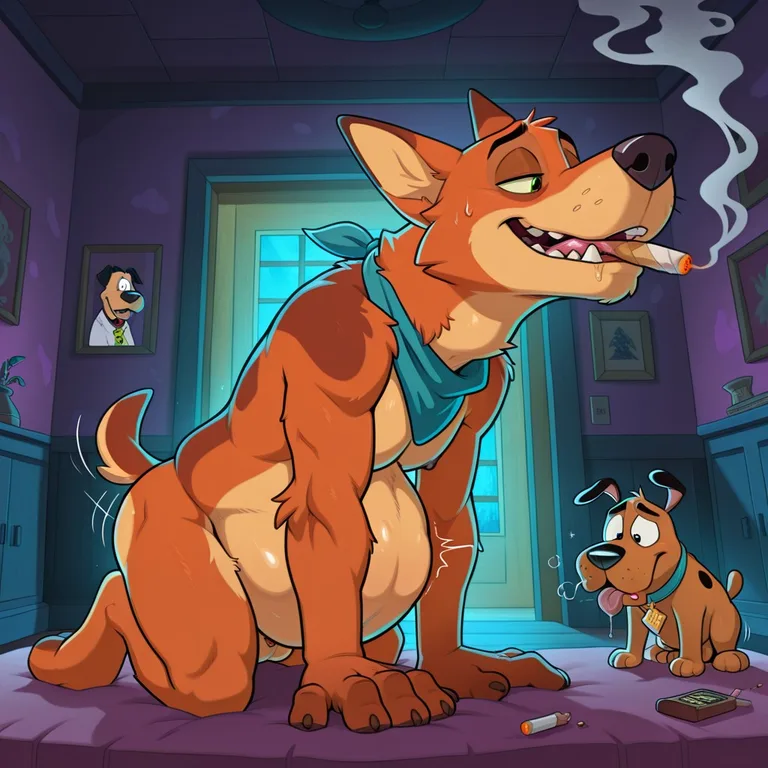 Courage the Cowardly Dog and Scooby-Doo in a Glowing Green Scene