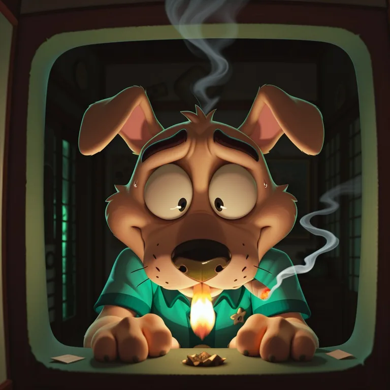 Stoned Courage Dog With Green Glowing Fur