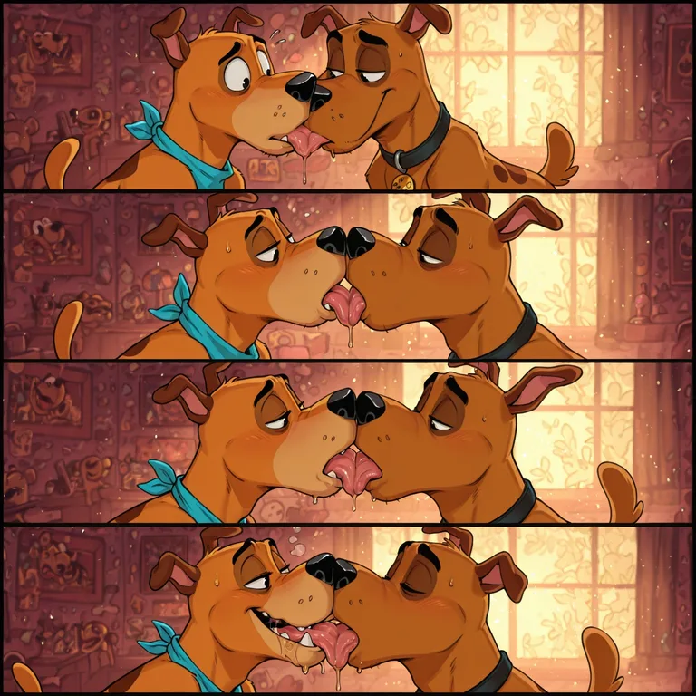 Courage the Cowardly Dog and Scooby Doo Kissing
