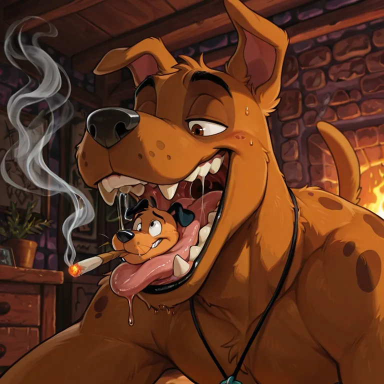 Courage the Cowardly Dog and Scooby Doo Engaging in Bizarre Scene