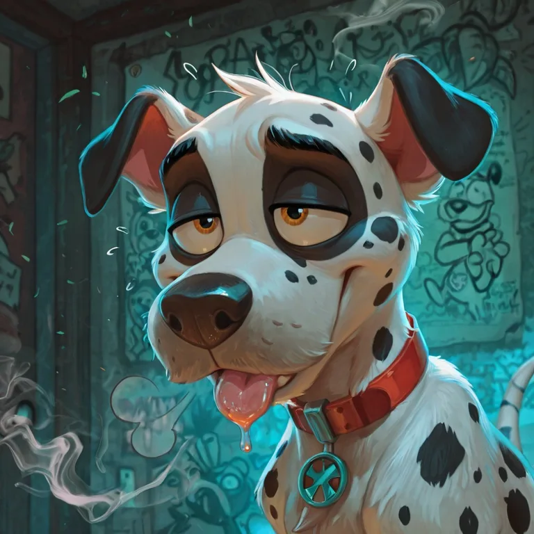 Toony Dalmatian with Neon Rainbow Fur