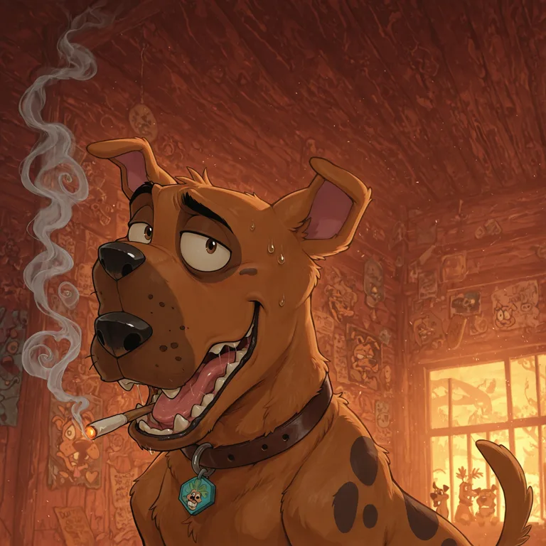 Courage the Cowardly Dog Smoking Marijuana with Open Mouth