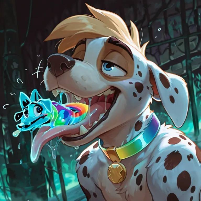 Courageous Anthro Fox in Neon Rainbow Fur