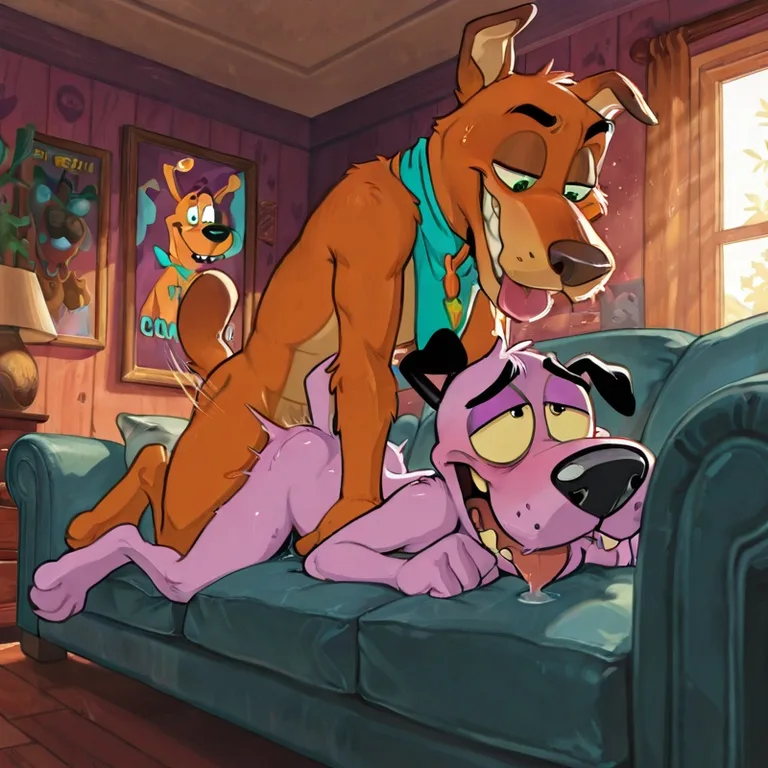 Animated Characters Enjoying Intimate Sofa Moment