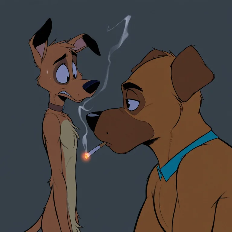 Animated Canines Enjoying a Smoke Break