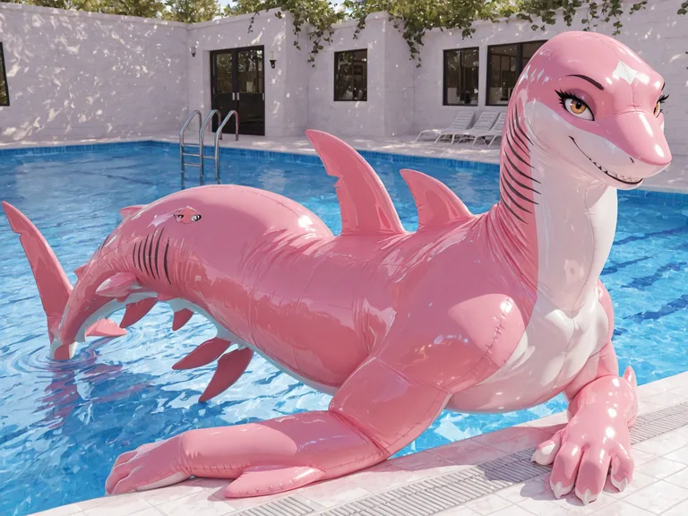 Pink Shark Inflatable by Poolside