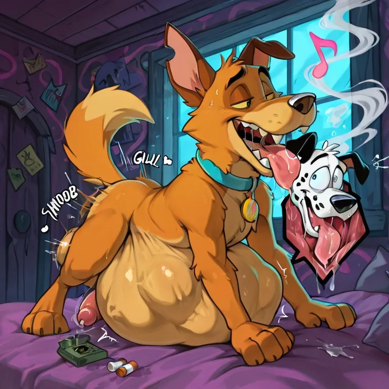 Courage the Cowardly Dog in Neon Orgy Scene