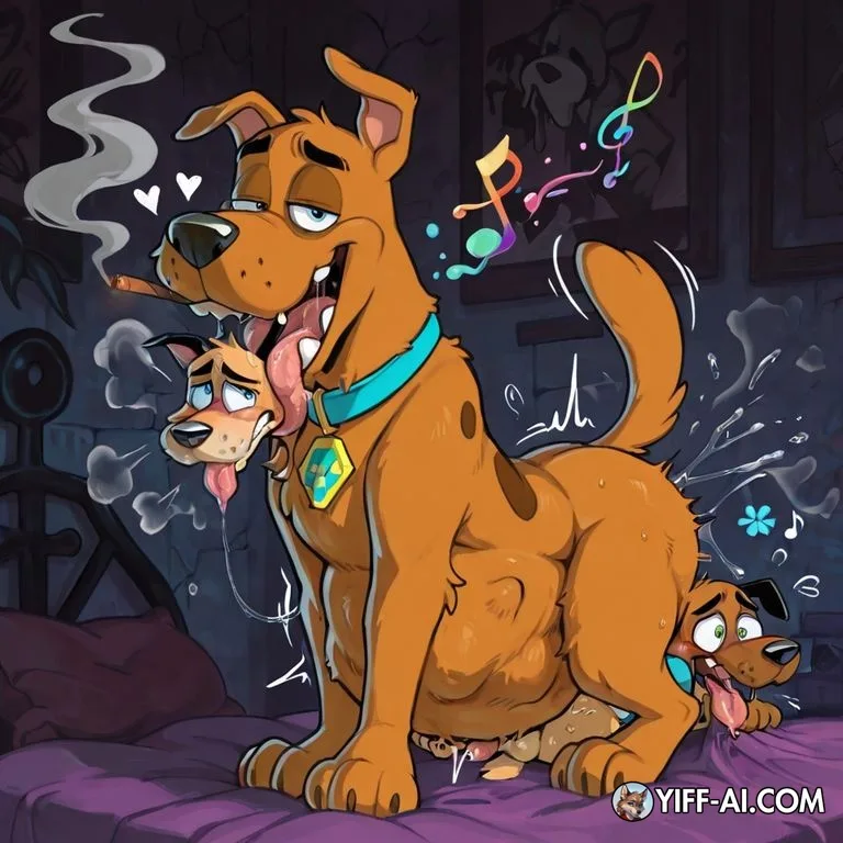 Courage the Cowardly Dog in Rainbow Neon Scene