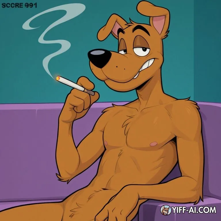Courage the Cowardly Dog as an Anthro Scooby Doo Character Smoking Marijuana