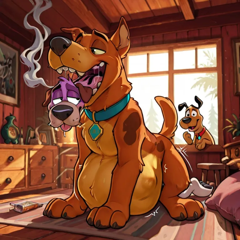 Courage And Scooby Doo In A Hazy Living Room