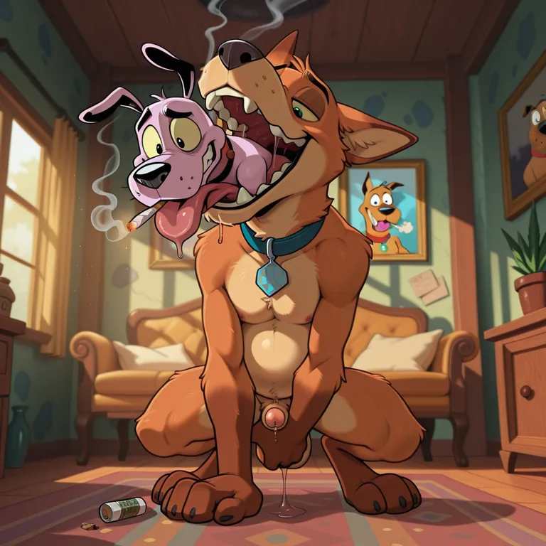 Courage the Cowardly Dog Sharing a Joint with Scooby-Doo