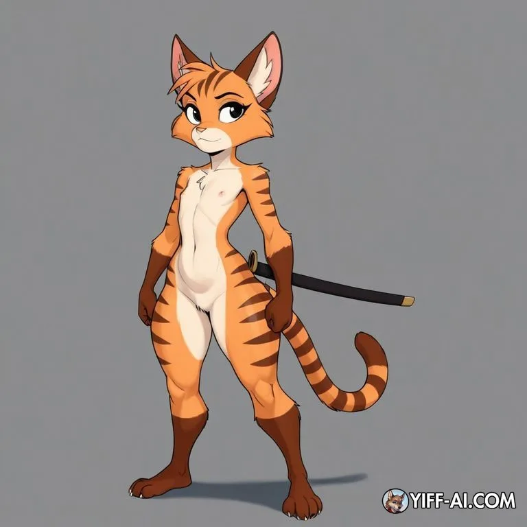 Flat Chested, Catgirl, Standing Full Body, Strong Thighs